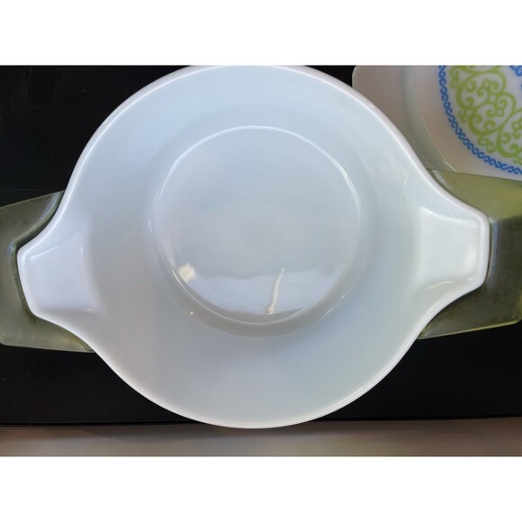 VINTAGE PYREX OCEAN FILIGREE 1973 CASSEROLE DISH W/ LID & CRADLE 2.5QT RARE - Picture 7 of 13